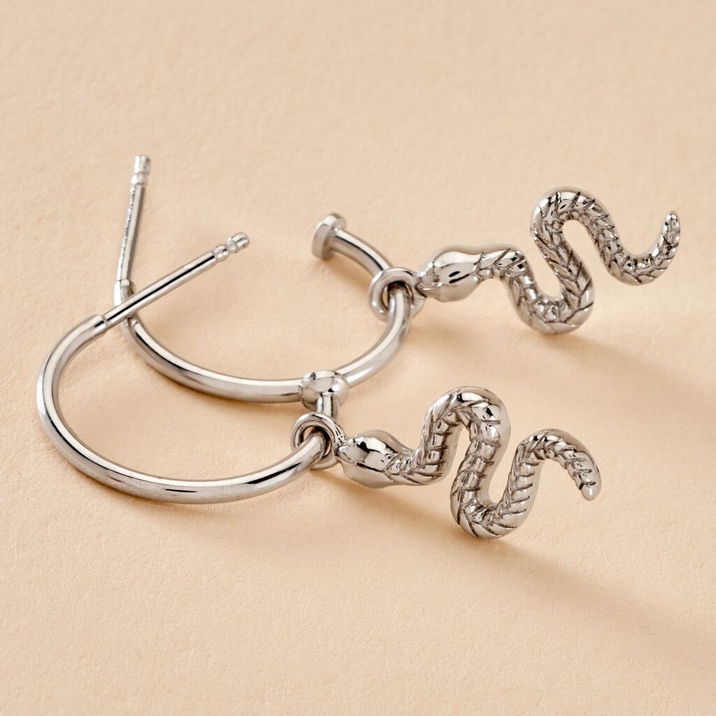Créoles Oria Argent Blanc - Boucles d'oreilles créoles Femme | Histoire d’Or