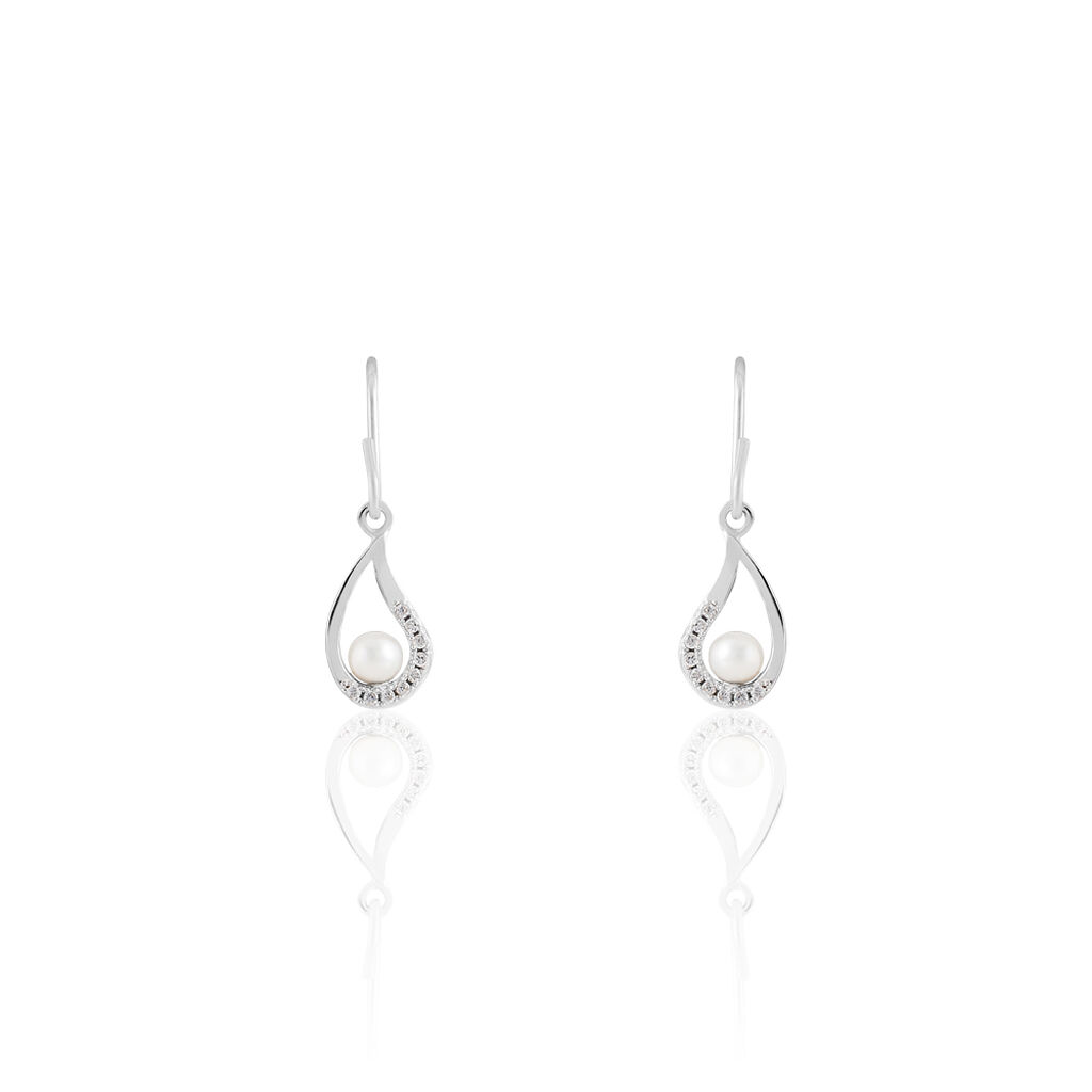 Boucles D'oreilles Pendantes Akiko Argent  Perle De Culture Et Oxyde - Boucles d'oreilles fantaisie Femme | Histoire d’Or