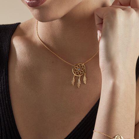 Collier Plaqué Or Jaune Attrape Rêves Turquoise - Colliers fantaisie Femme | Histoire d’Or