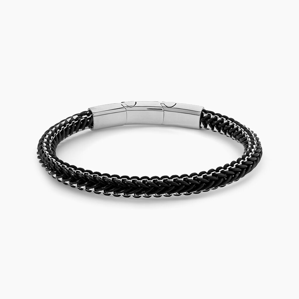 Bracelet Cuir De Vache Noir - Bracelets Tress&eacute;s Homme | Histoire d&rsquo;Or