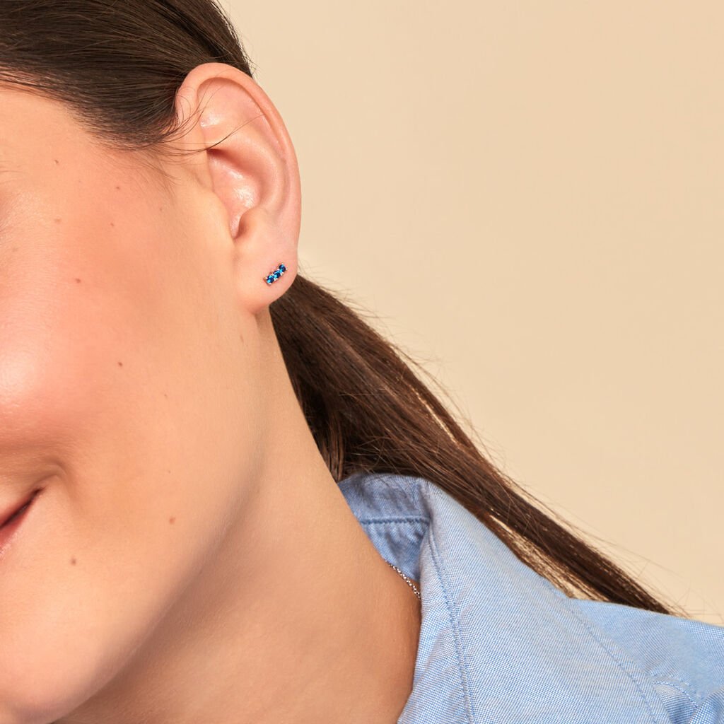 Boucles D'oreilles Puces Mai-ly Argent Blanc Spinelle - Nouveautés Femme | Histoire d’Or