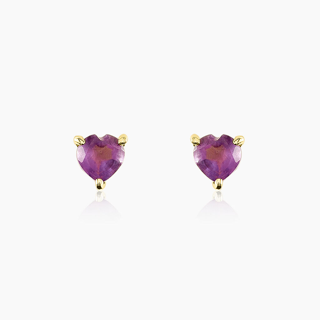 Boucles D'oreilles Puces Pasilla Or Jaune Améthyste - Clous d'oreilles Femme | Histoire d’Or