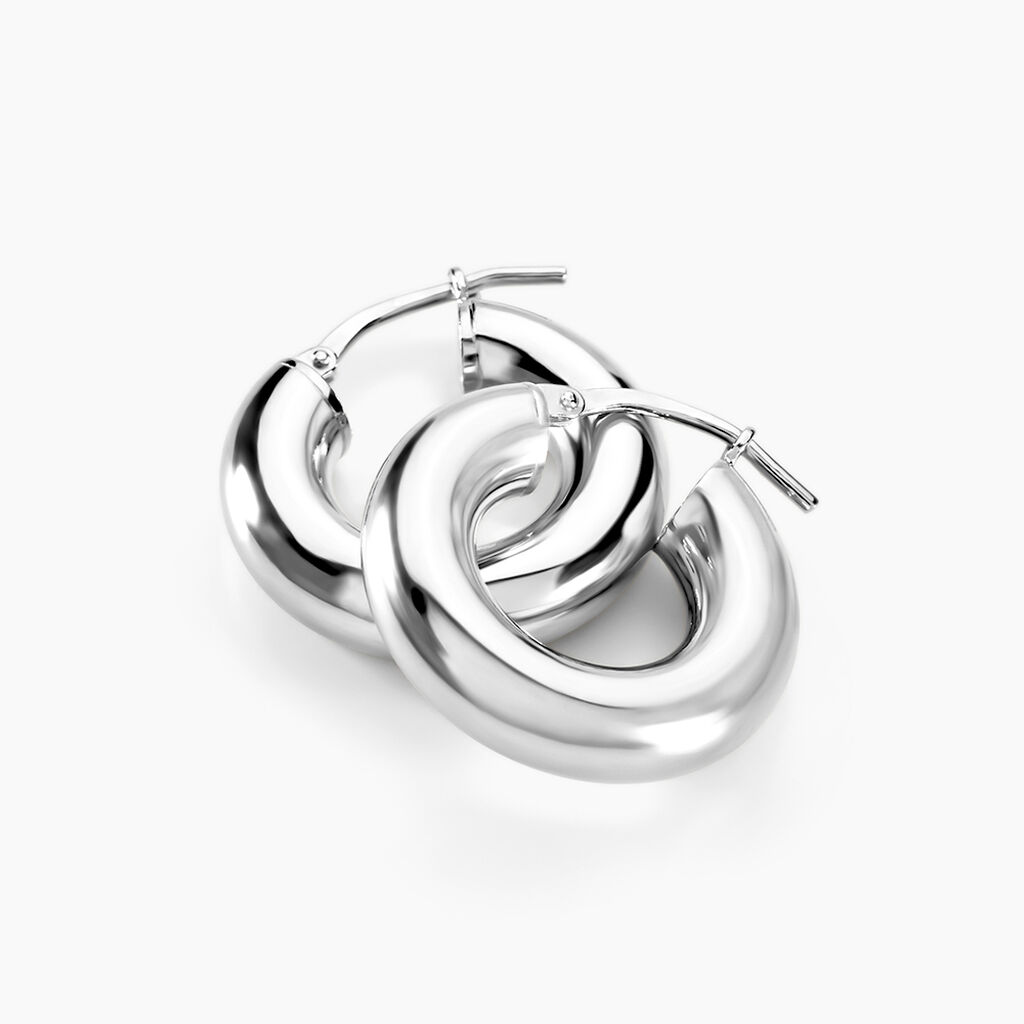 Créoles Piana Argent Blanc - Boucles d'oreilles créoles Femme | Histoire d’Or