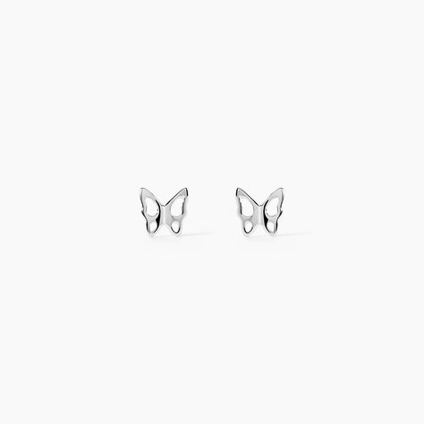 Boucles D'oreilles Puces Filippa Papillon Or Blanc - Clous d'oreilles Femme | Histoire d&rsquo;Or