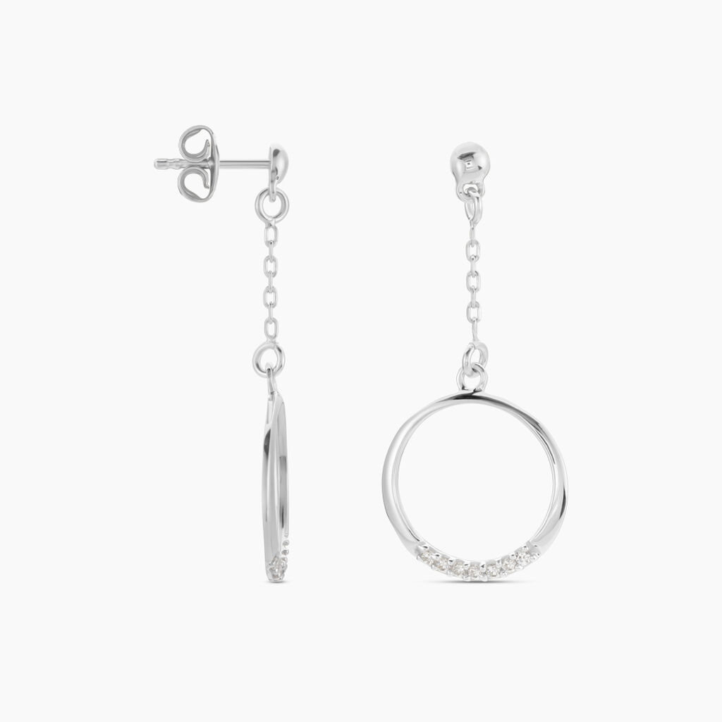 Boucles D'oreilles Pendantes Amma Argent Blanc Oxyde De Zirconium - Boucles d'oreilles fantaisie Femme | Histoire d&rsquo;Or