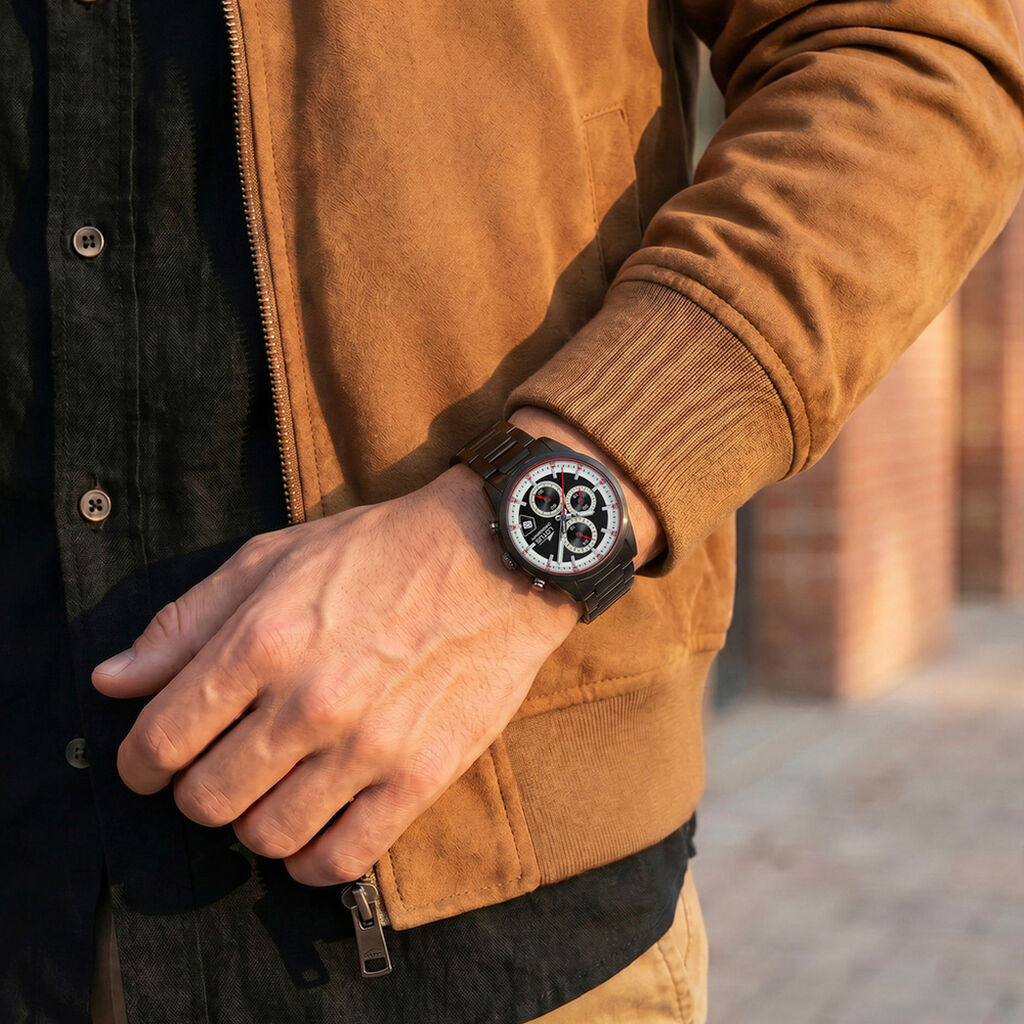 Montre Lotus Pulse Bicolore Blanc / Noir - Montres chronographes Homme | Histoire d&rsquo;Or