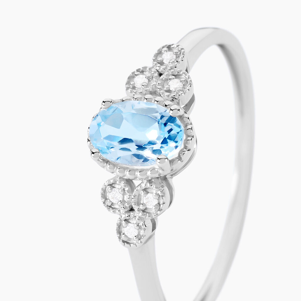 Bague Cyprille Or Blanc Topaze Et Oxyde De Zirconium - Bagues solitaires Femme | Histoire d’Or