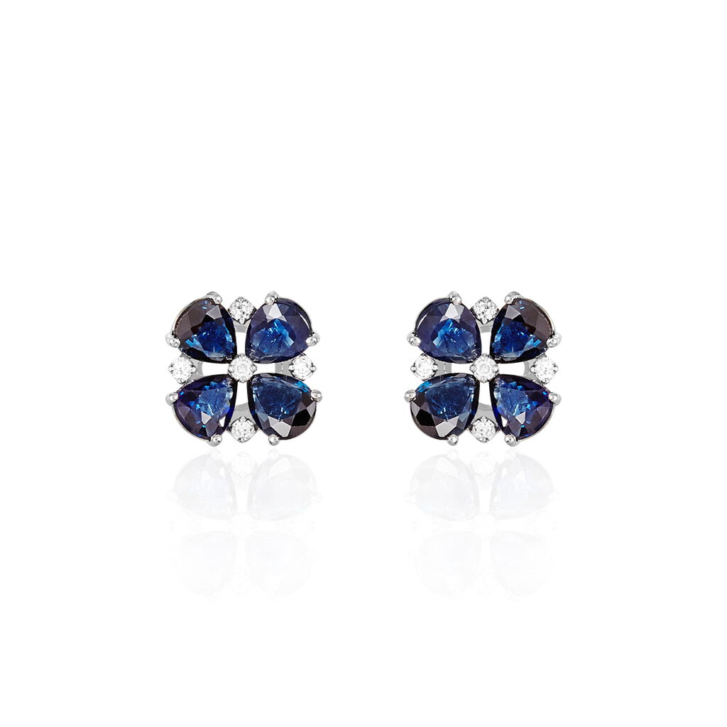 Boucles D'oreilles Puces Or Laura Blanc Saphir Et Diamant - Clous d'oreilles Femme | Histoire d’Or