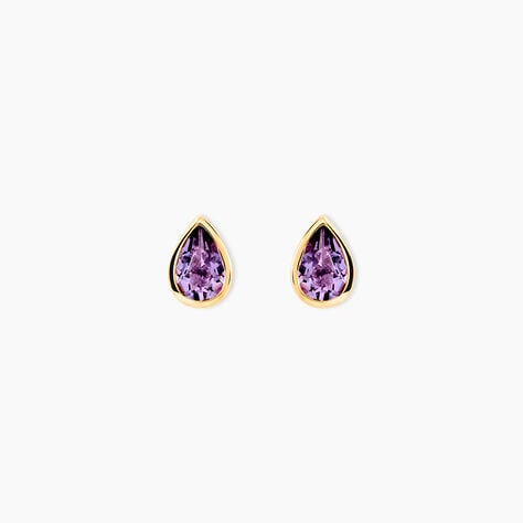 Boucles D'oreilles Puces Fassia Or Jaune Amethyste - Clous d'oreilles Femme | Histoire d’Or