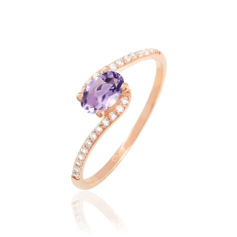 Bague Loriane Or Rose Amethyste Et Oxyde De Zirconium - Bagues solitaires Femme | Histoire d&rsquo;Or