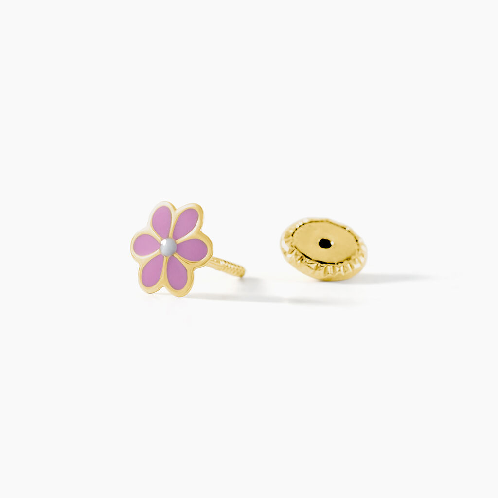 Boucles D'oreilles Puces Or Jaune Talia Email - Clous d'oreilles Enfant | Histoire d’Or