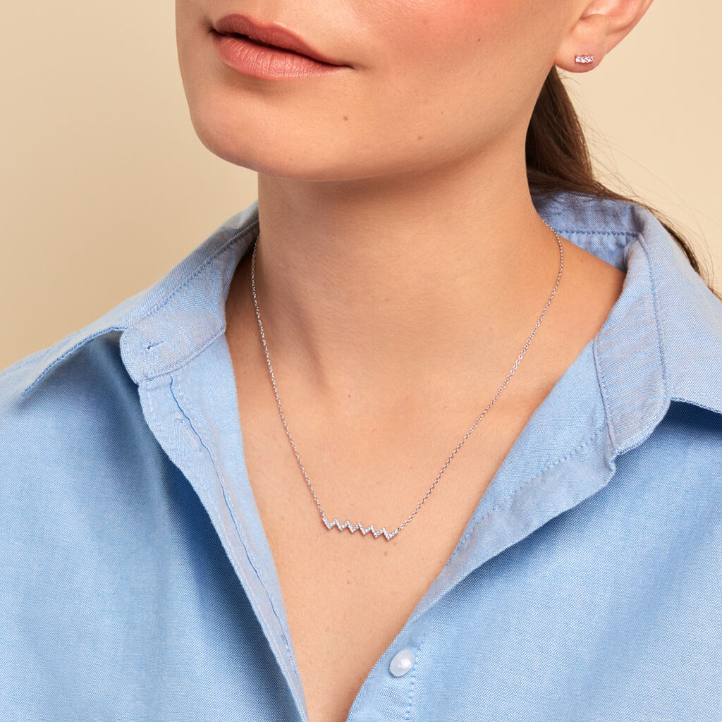 Collier Elixanne Argent Blanc Oxyde De Zirconium - Nouveautés Femme | Histoire d’Or