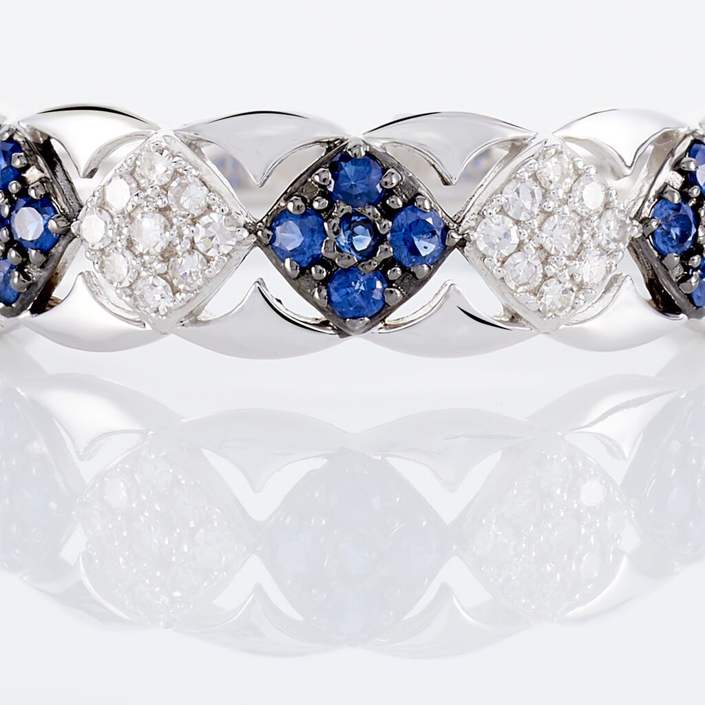 Bague Lina-maria Or Blanc Saphir Et Diamant - Bagues avec pierre Femme | Histoire d&rsquo;Or