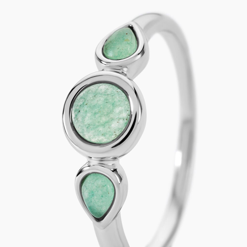 Bague Evasion Argent Blanc Aventurine - Bagues solitaires Femme | Histoire d&rsquo;Or