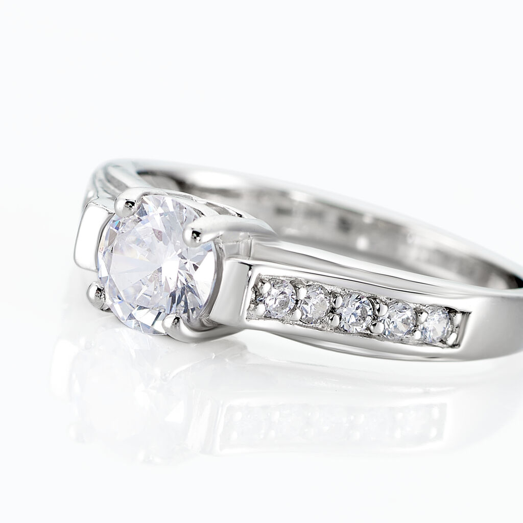 Bague Solitaire Mady Argent Blanc Oxyde De Zirconium - Bagues solitaires Femme | Histoire d’Or