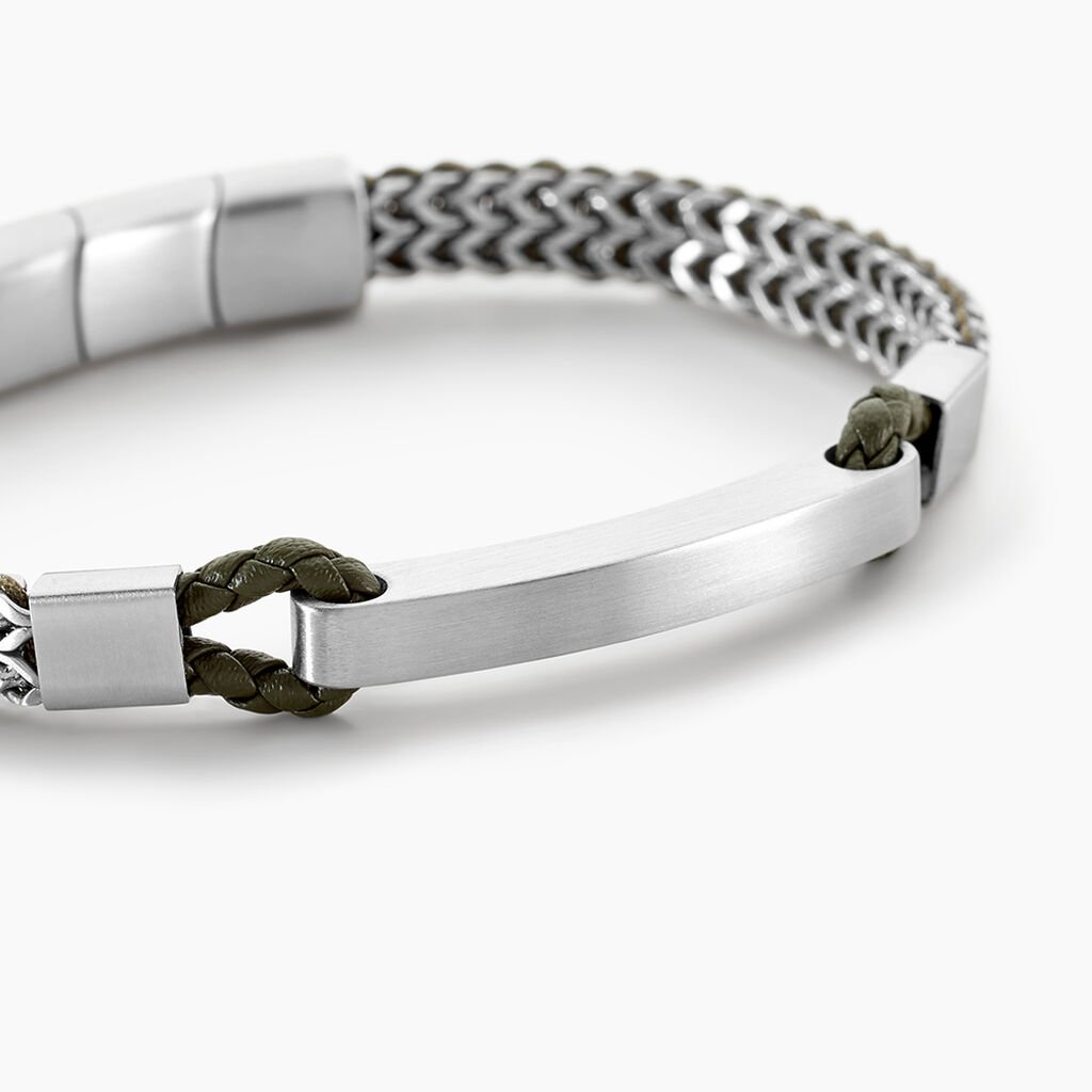Bracelet Jourdan Donovan Acier Argent&eacute; - Bracelets Cuir Homme | Histoire d&rsquo;Or