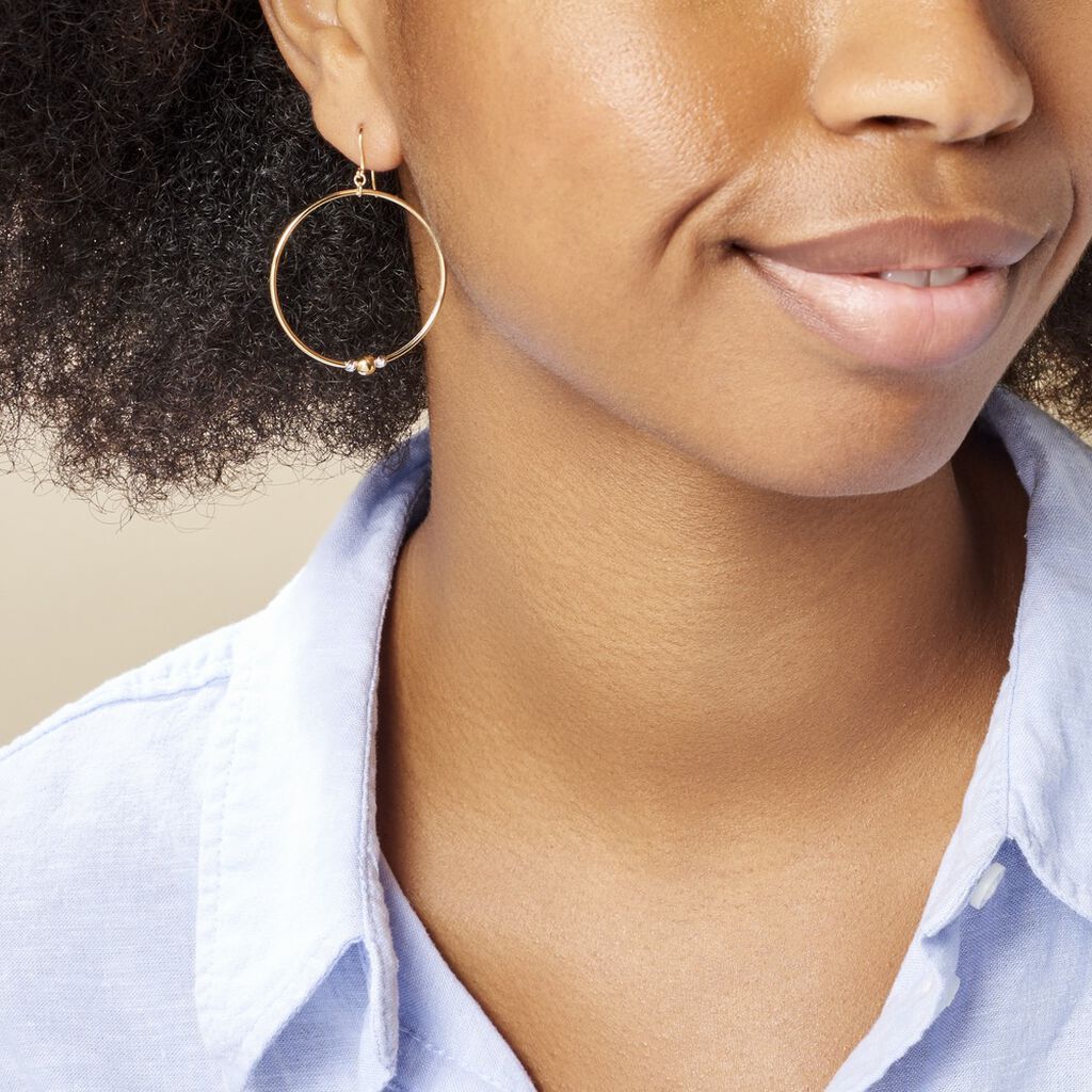 Créoles Rosa Billes Diamantees Or Jaune - Boucles d'oreilles créoles Femme | Histoire d’Or