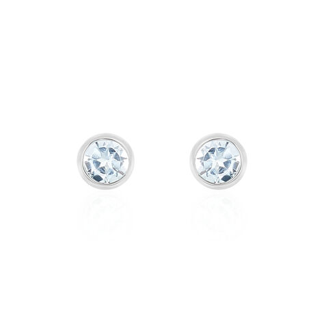 Boucles D'oreilles Puces Edy Serti Clos Or Blanc Topaze - Clous d'oreilles Femme | Histoire d’Or