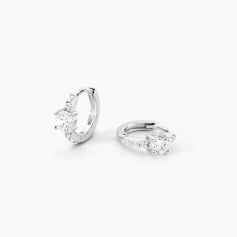 Créoles Argent Blanc Gregh Oxydes De Zirconium - Boucles d'oreilles créoles Femme | Histoire d’Or