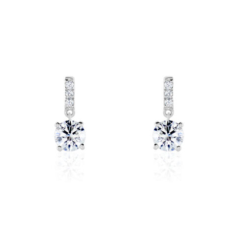 Boucles D'oreilles Pendantes Paciane Or Blanc Oxyde De Zirconium - Boucles d'oreilles pendantes Femme | Histoire d’Or