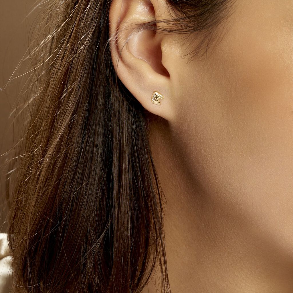Boucles D'oreilles Puces Freyia Cheval Or Jaune - Clous d'oreilles Femme | Histoire d’Or
