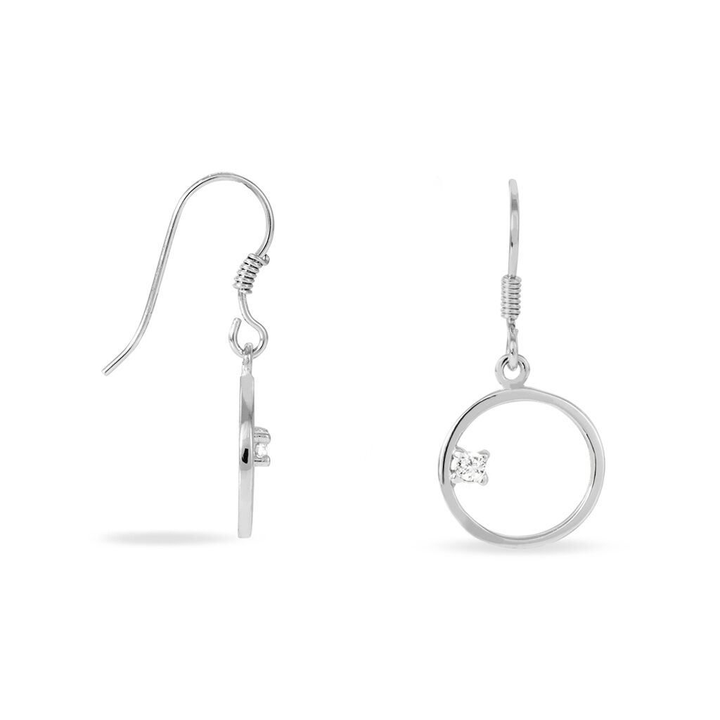 Boucles D'oreilles Pendantes Anas Argent Blanc Oxyde De Zirconium - Boucles d'oreilles fantaisie Femme | Histoire d’Or