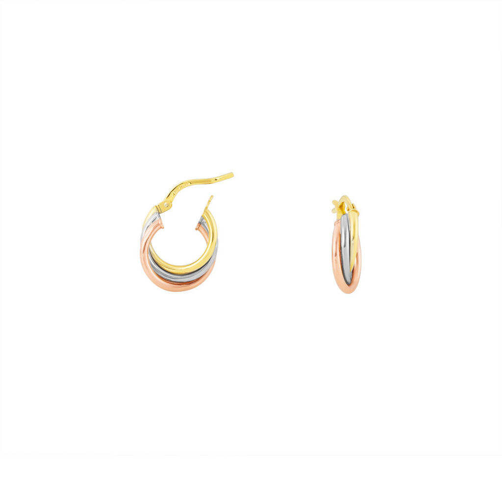 Créoles Tanya Or Tricolore - Boucles d'oreilles créoles Femme | Histoire d’Or