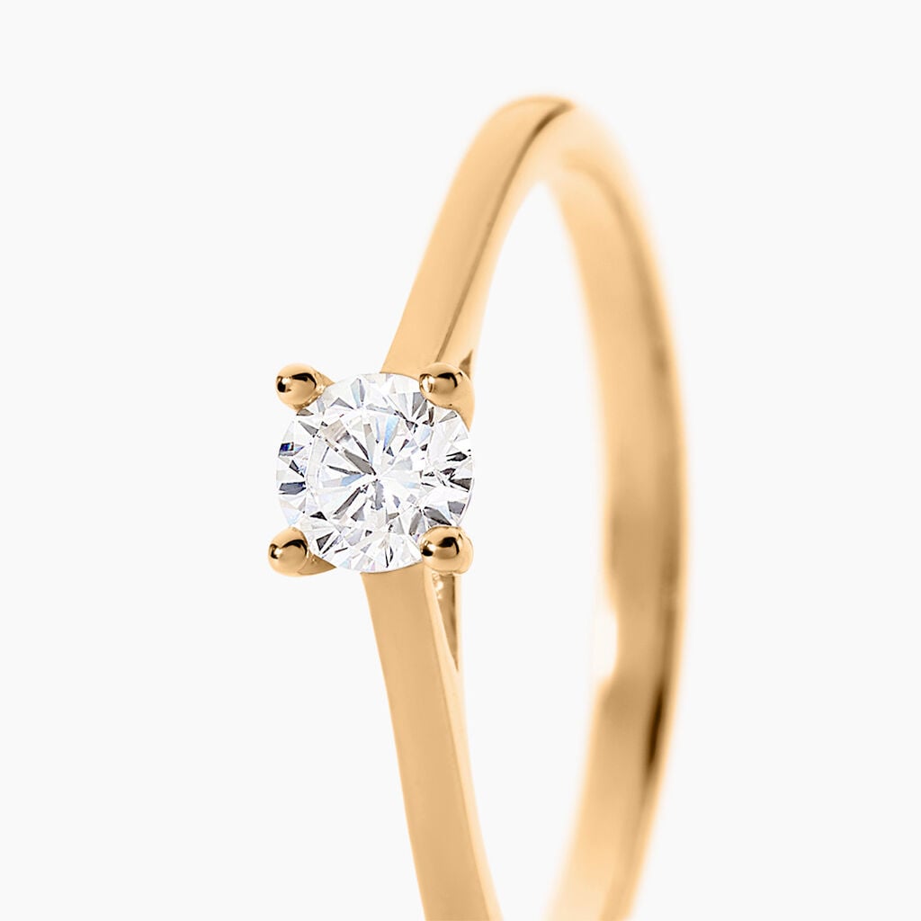 Bague Charlaine Plaqu&eacute; Or Jaune Oxyde De Zirconium - Bagues solitaires Femme | Histoire d&rsquo;Or