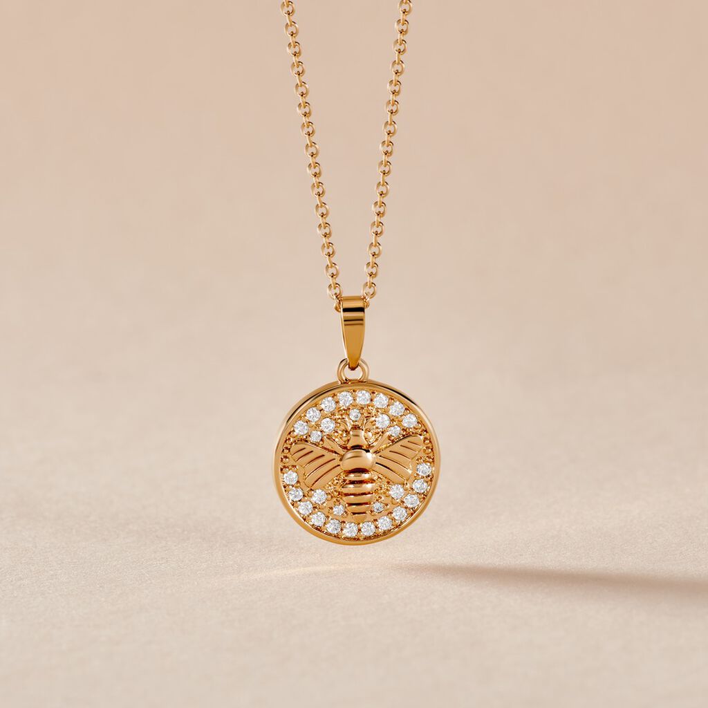 Collier Abelha Plaqu&eacute; Or Jaune Oxyde De Zirconium - Colliers Femme | Histoire d&rsquo;Or