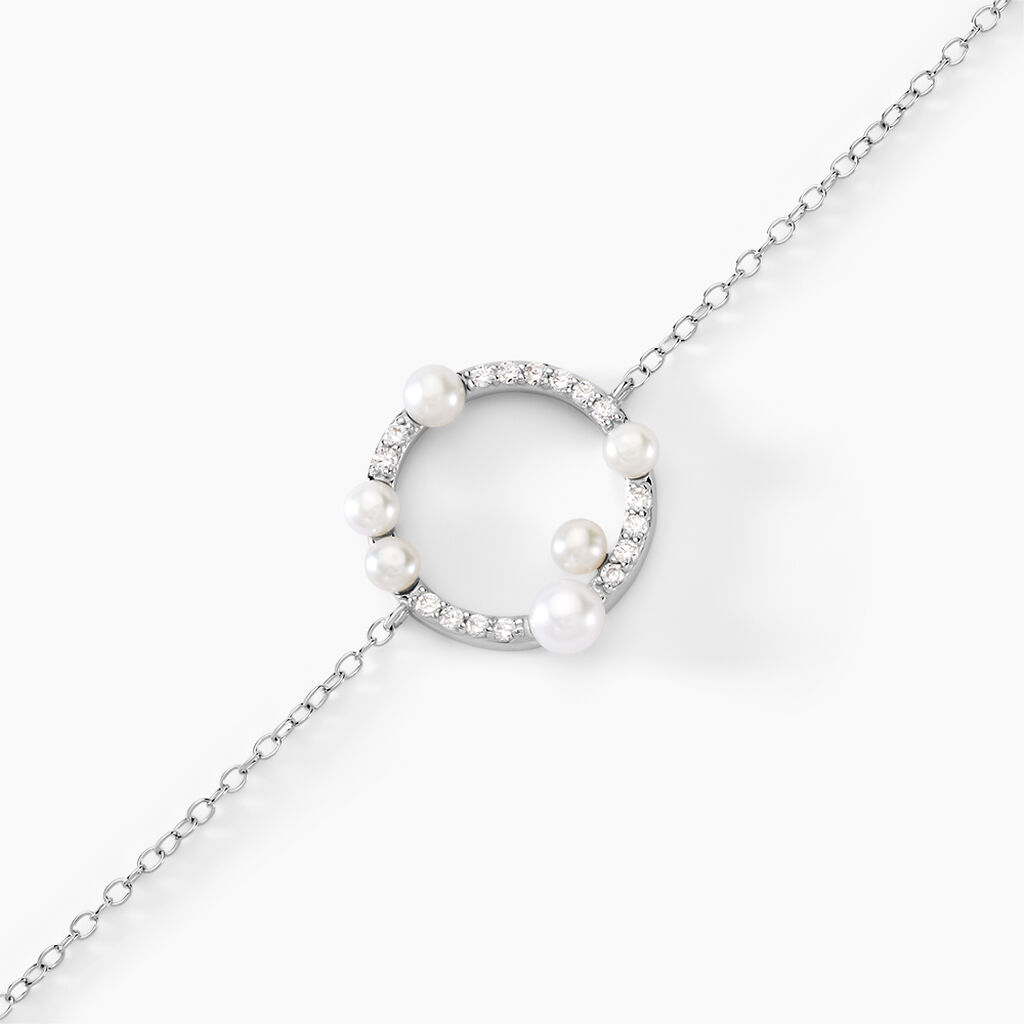 Bracelet Lua Argent Blanc Oxyde De Zirconium Perle De Culture - Bracelets Femme | Histoire d&rsquo;Or