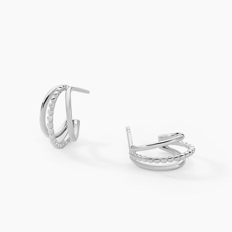 Créoles Louisette Argent Blanc - Boucles d'oreilles créoles Femme | Histoire d’Or