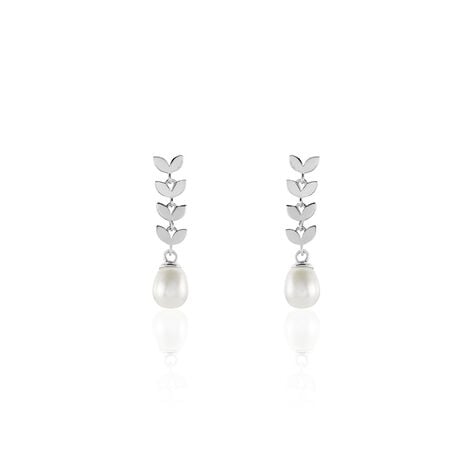 Boucles D'oreilles Pendantes Giacobbe Argent Blanc Perle De Culture - Boucles d'oreilles fantaisie Femme | Histoire d’Or