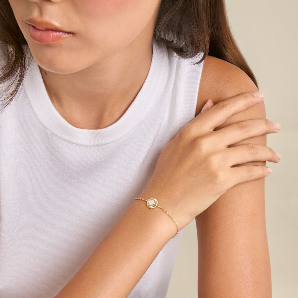 Bracelet Osana Argent Dor&eacute; A L'Or 750/1000 Nacre - Bracelets Pierre Femme | Histoire d&rsquo;Or