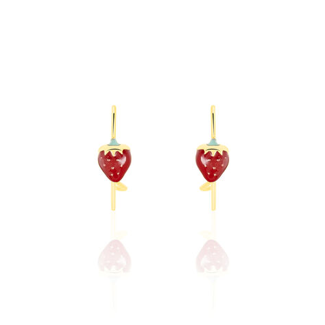 Boucles D'oreilles Pendantes Elizabetae Fraise Or Jaune - Boucles d'oreilles pendantes Enfant | Histoire d’Or