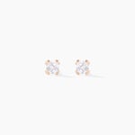 Boucles D'oreilles Puces Doreen Carre Or Rose Oxyde De Zirconium - Clous d'oreilles Femme | Histoire d&rsquo;Or