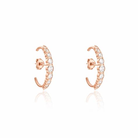 Créoles Liviu Argent Rose Oxyde De Zirconium - Boucles d'oreilles créoles Femme | Histoire d’Or