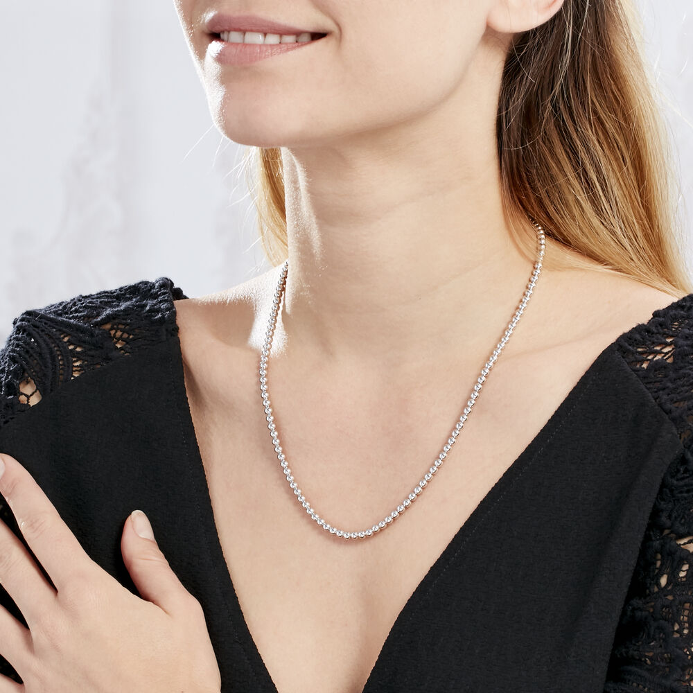 Collier Vintage En Or 18k - Maille Marseillaise Avec Billes Coulissantes - Longueur Ajustable