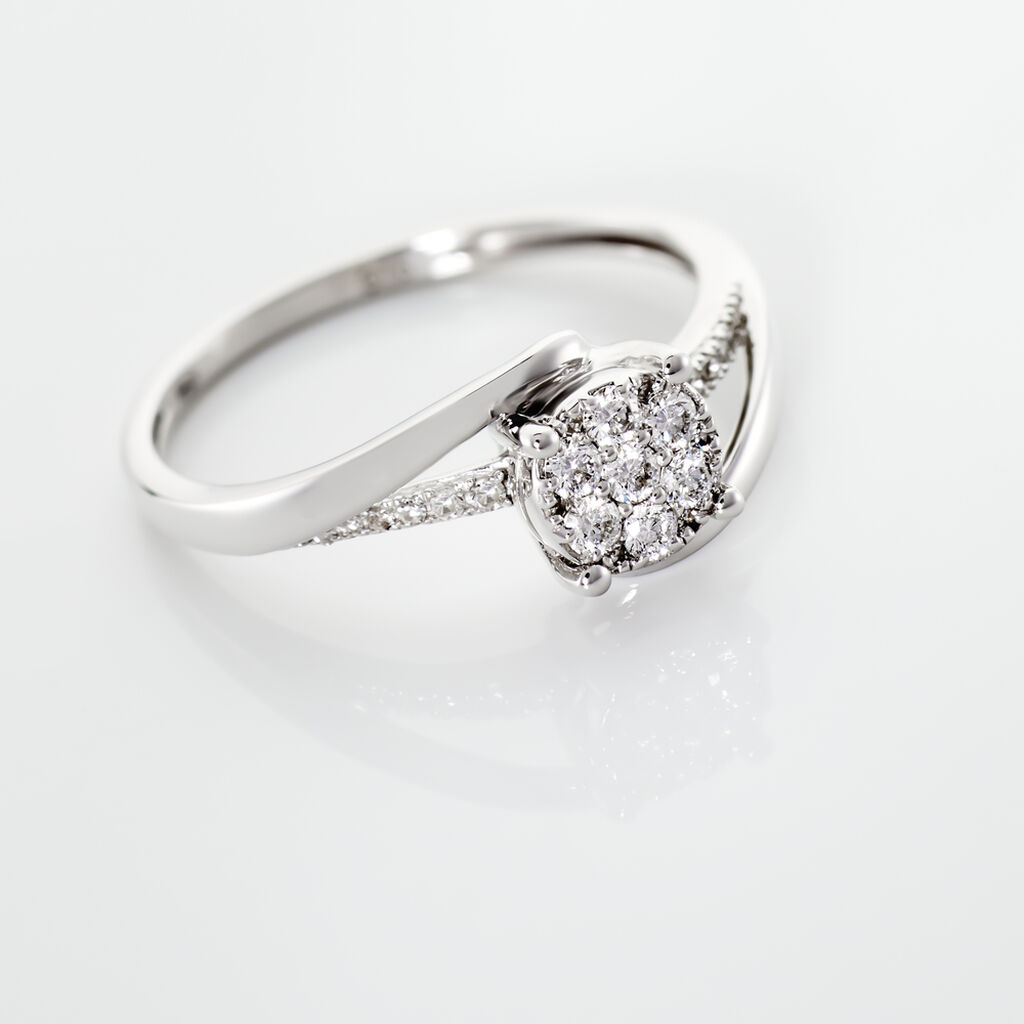 Bague  Petunia Or Blanc Diamant - Bagues avec pierre Femme | Histoire d’Or