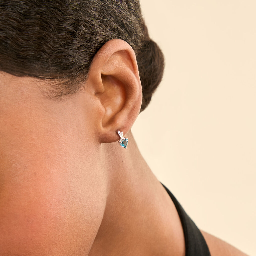 Boucles D'oreilles Pendantes Or Blanc Clothilde Topazes Oxydes - Boucles d'oreilles empierr&eacute;es Femme | Histoire d&rsquo;Or