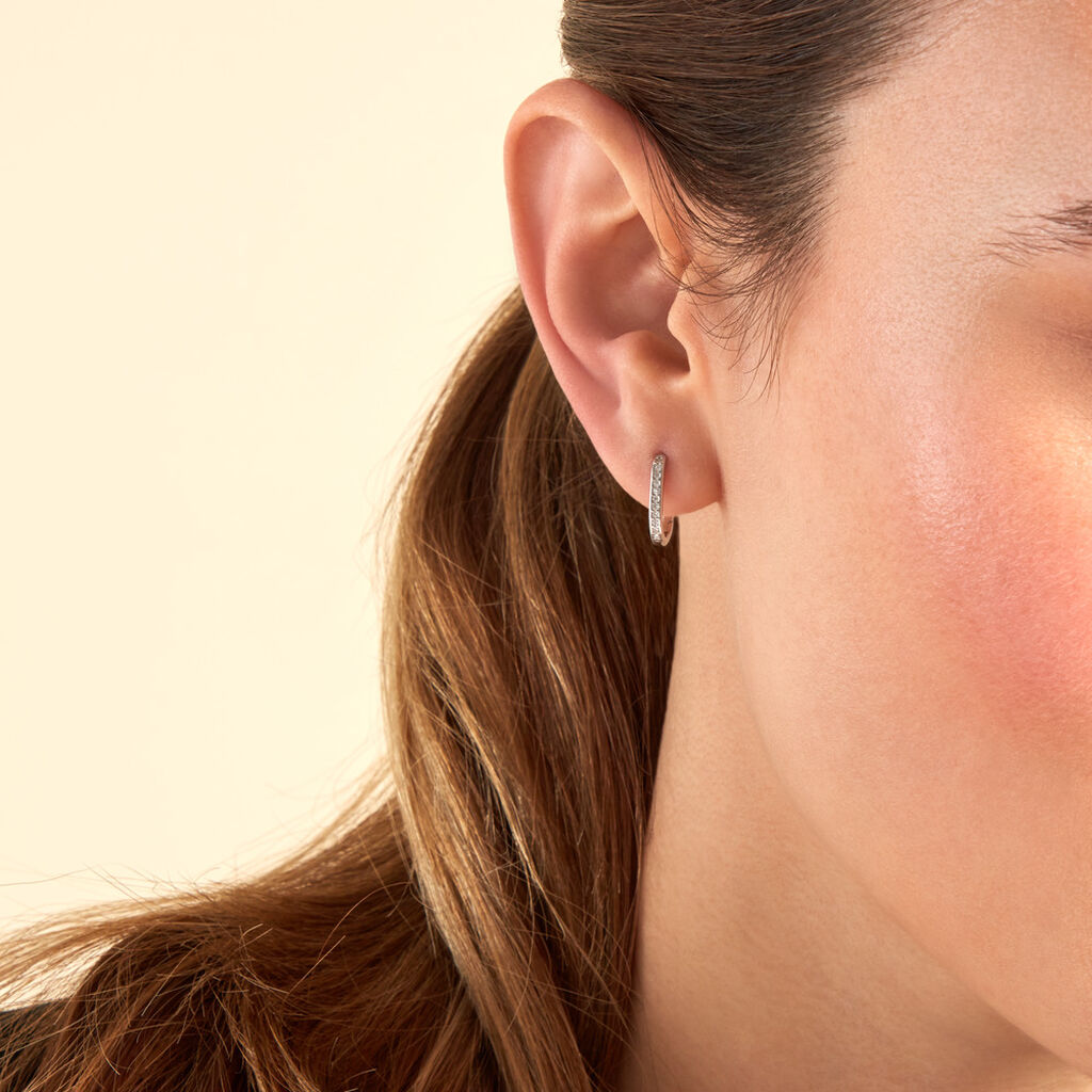 Créoles Haniya Argent Blanc Oxyde De Zirconium - Boucles d'oreilles créoles Femme | Histoire d’Or