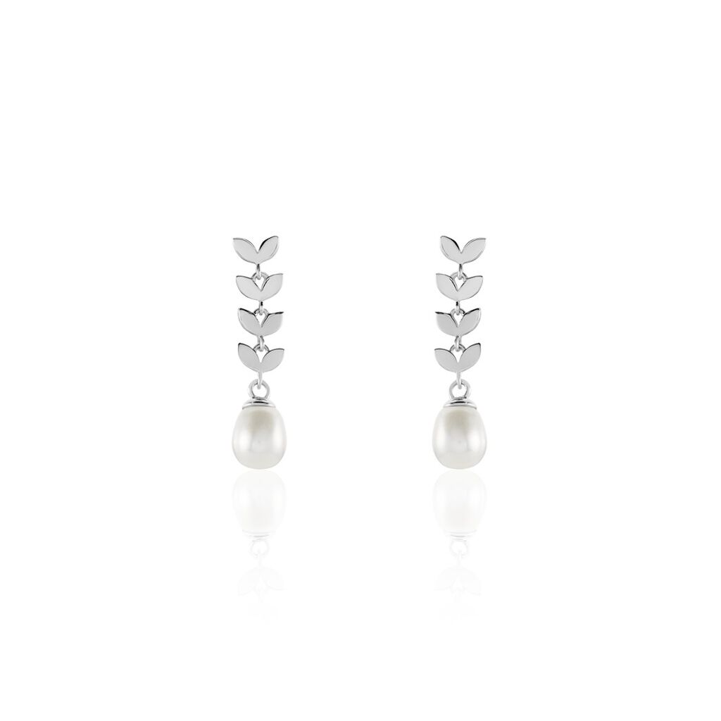 Boucles D'oreilles Pendantes Giacobbe Argent Blanc Perle De Culture - Boucles d'oreilles fantaisie Femme | Histoire d’Or