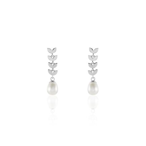 Boucles D'oreilles Pendantes Giacobbe Argent Blanc Perle De Culture - Boucles d'oreilles fantaisie Femme | Histoire d’Or