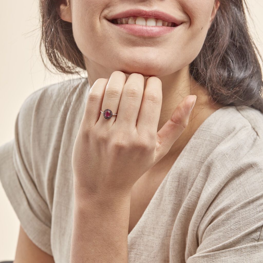 Bague Leona Or Rose Rubis Et Saphir Et Diamant - Bagues solitaires Femme | Histoire d&rsquo;Or