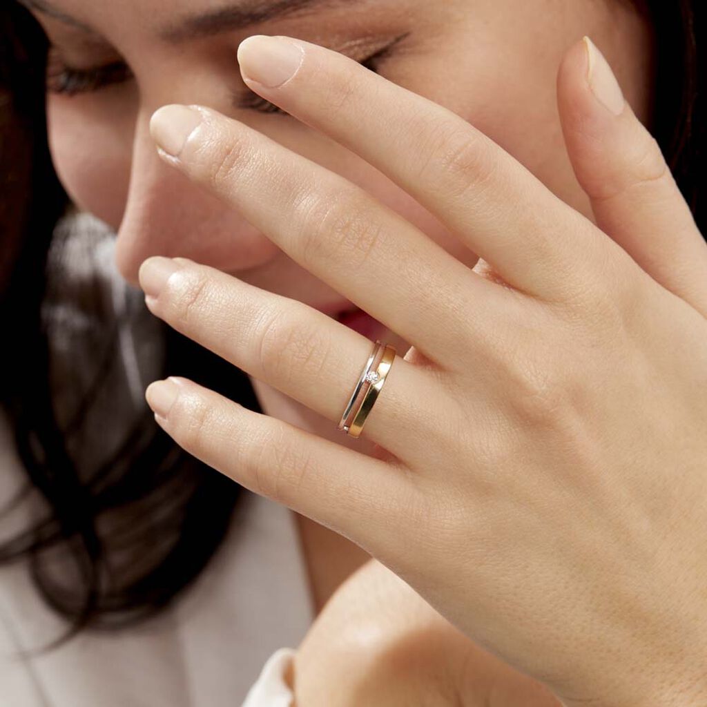 Bague Lola Or Bicolore Diamant - Bagues solitaires Femme | Histoire d’Or