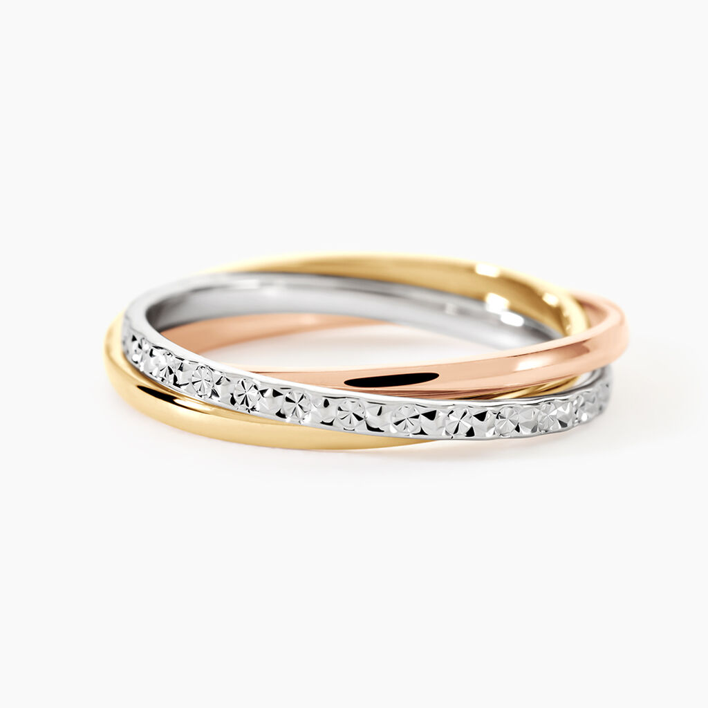 Alliance Entrelacee Diamantee Ruban Plat Or Tricolore - Alliances Unisex | Histoire d&rsquo;Or