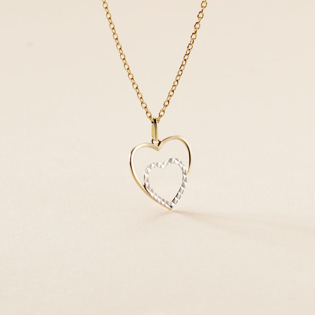 Pendentif Eudocie Double Coeurs Or Bicolore - Pendentifs Femme | Histoire d’Or