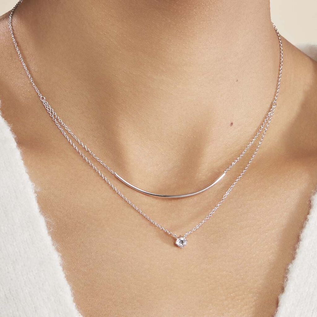 Collier Ruth Argent Blanc Oxyde De Zirconium - Colliers doubles et triples chaînes Femme | Histoire d’Or