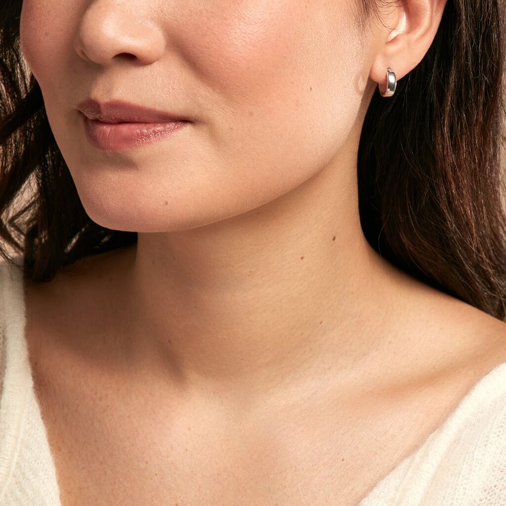 Créoles Lisa Argent Blanc - Boucles d'oreilles créoles Femme | Histoire d’Or