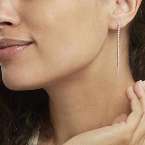 Boucles D'oreilles Pendantes Lou-anne Argent Blanc Oxyde De Zirconium - Boucles d'oreilles fantaisie Femme | Histoire d’Or