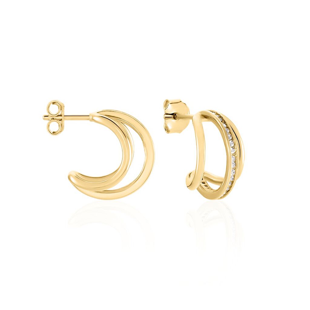 Créoles Preeti Plaqué Or Jaune Oxyde De Zirconium - Boucles d'oreilles créoles Femme | Histoire d’Or